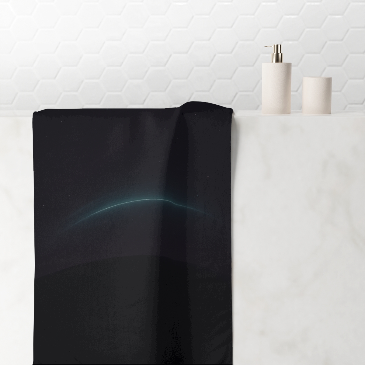 Black Horizon Veil personalized bath towels