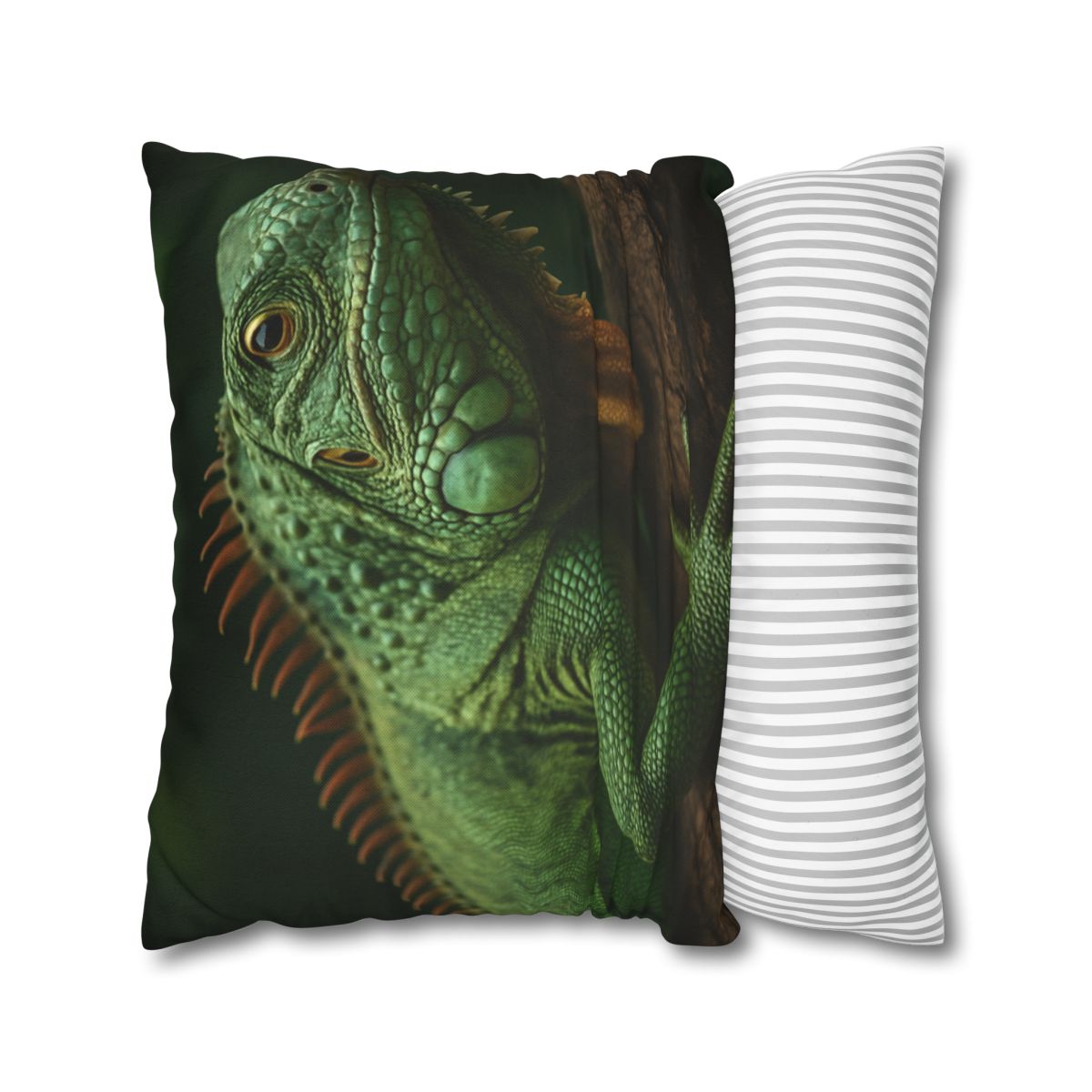 Sunlit Perch Green Iguana designer print pillow cases