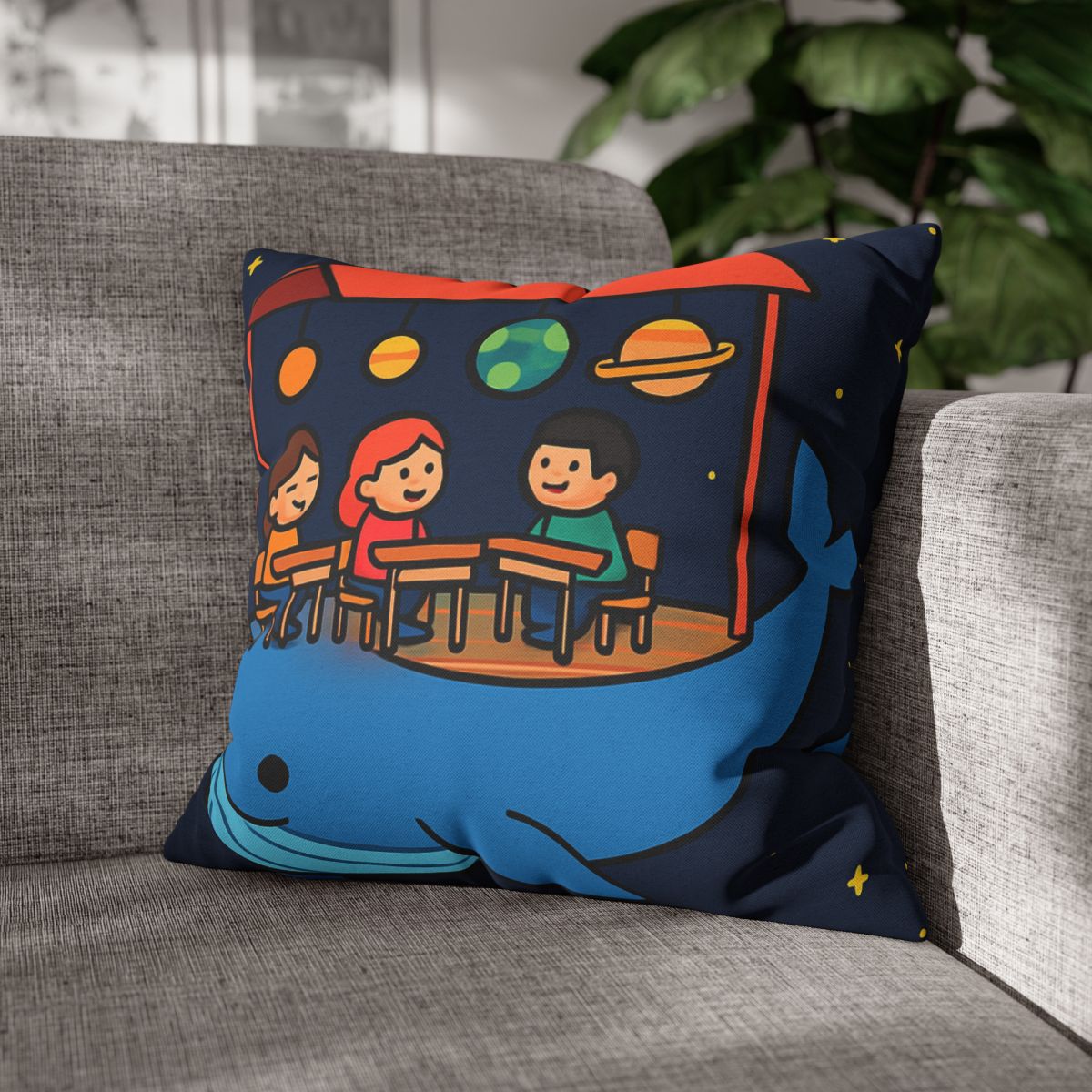 Cosmic Whale Classroom personalized pillow covers