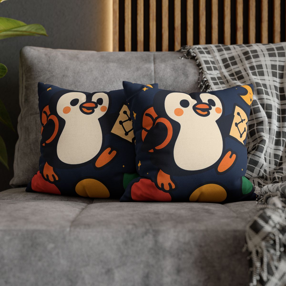 Planet Hopping Penguin Explorer comfortable bedding pillow covers