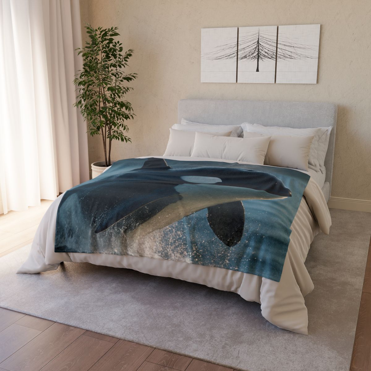 Abyss Glide Orca stylish throw blankets