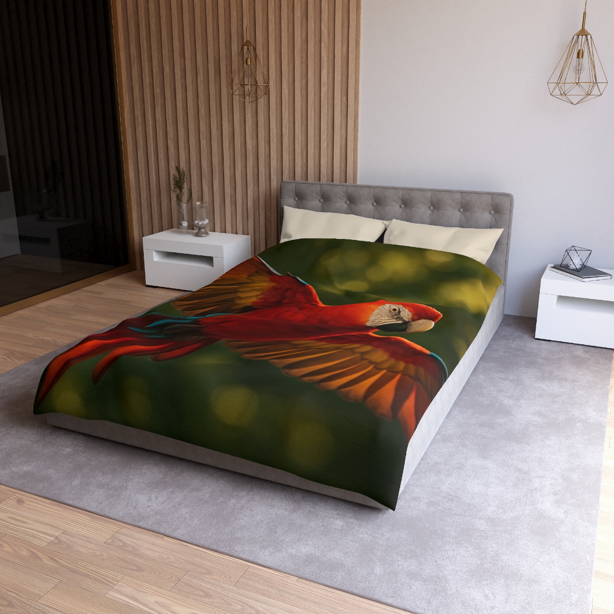 Scarlet Macaw Ember Flight trendy bedroom duvets