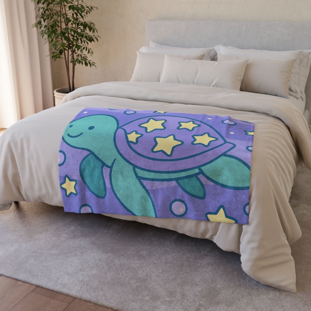 Nebula Ocean Turtle designer printed blankets
