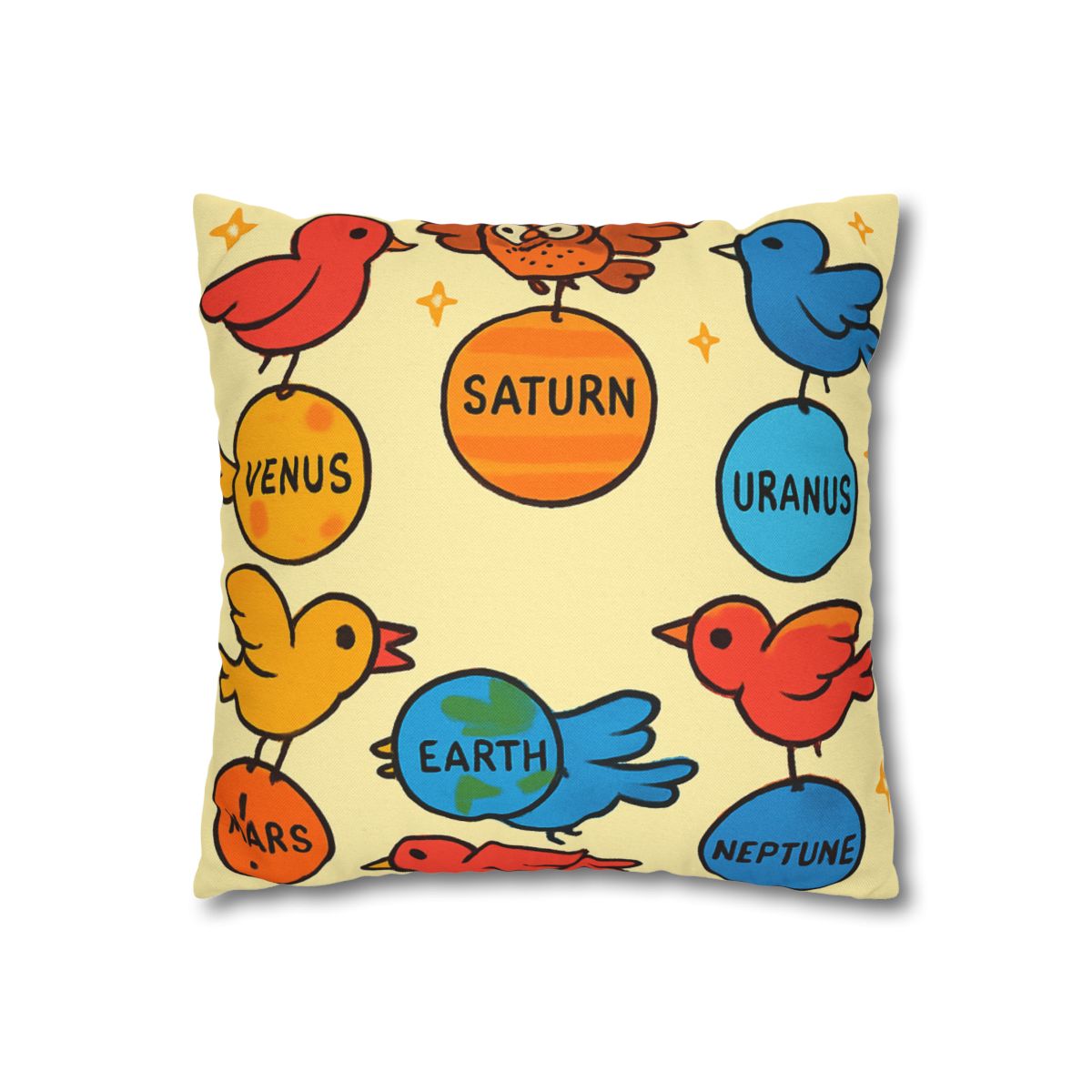 Solar System Circus Of Birds soft cotton pillow cases