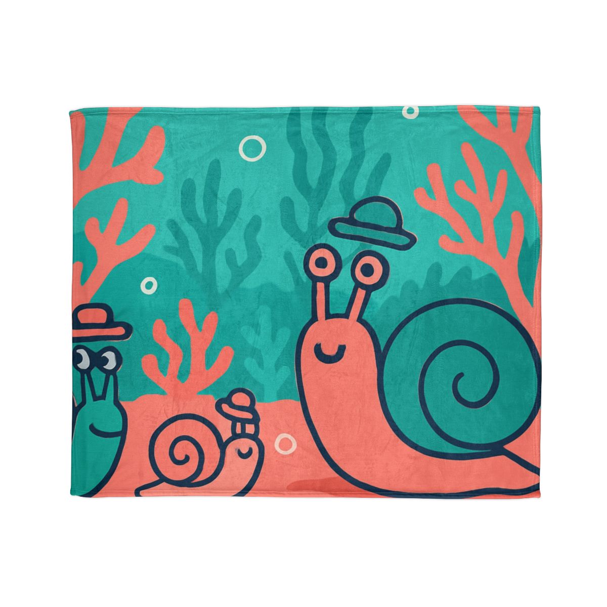 Coral City Snail Parade designer printed blankets