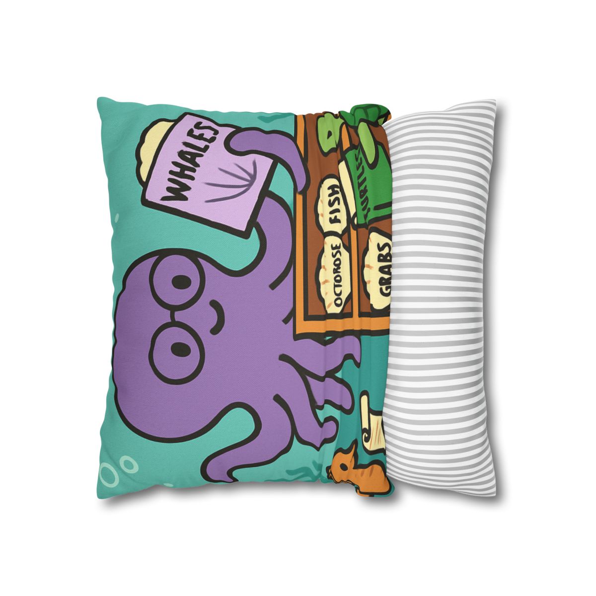 Undersea Library Of The Curious Octopus designer print pillow cases