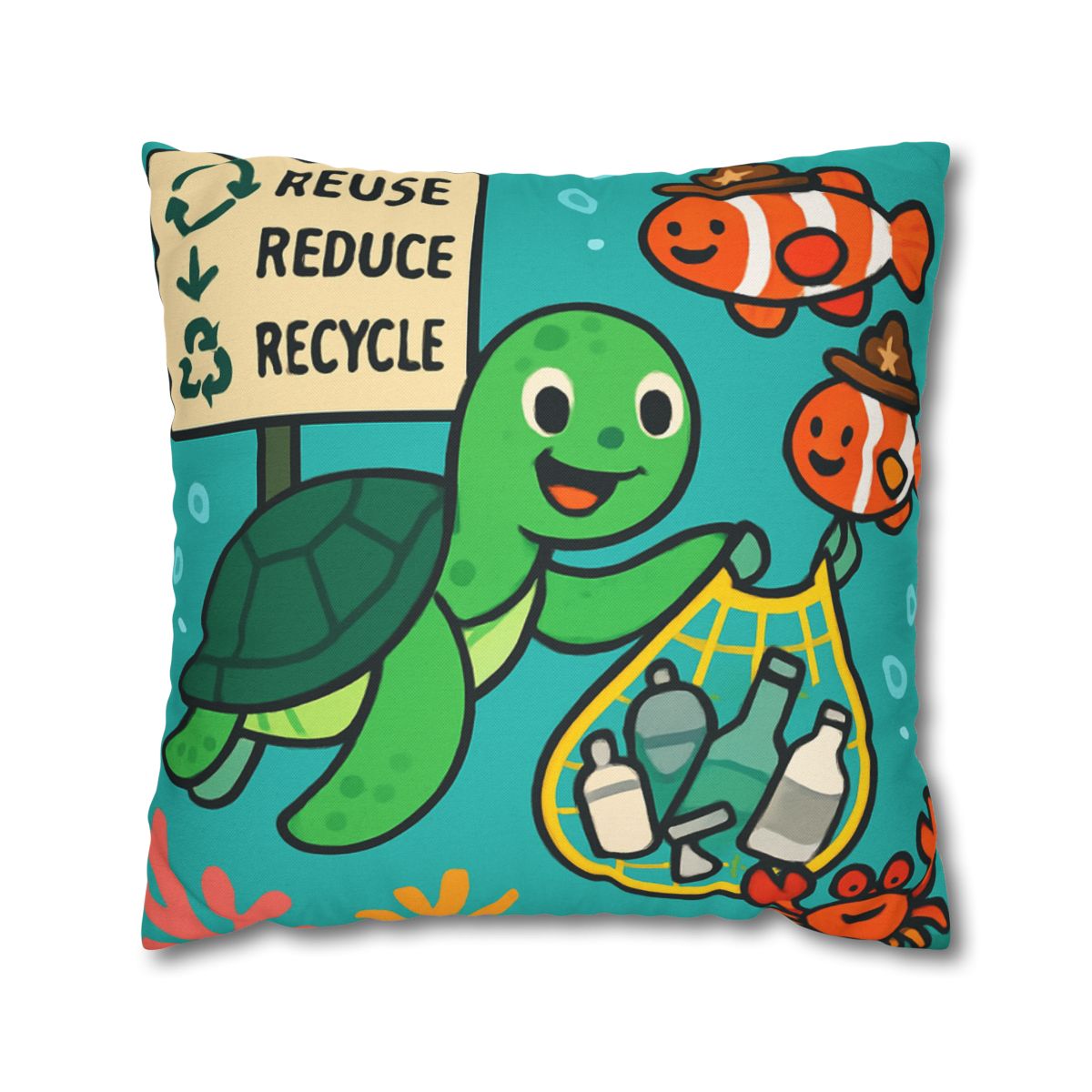 Coral Reef Recycling Rangers designer print pillow cases