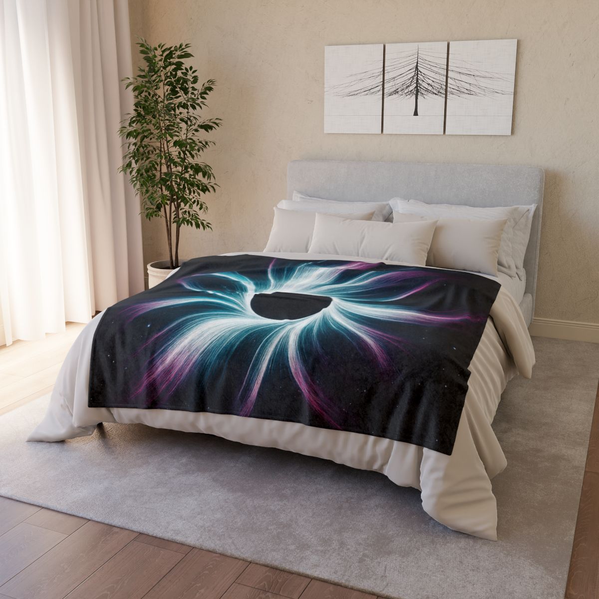 Gravitational Halo Bloom soft fleece blankets
