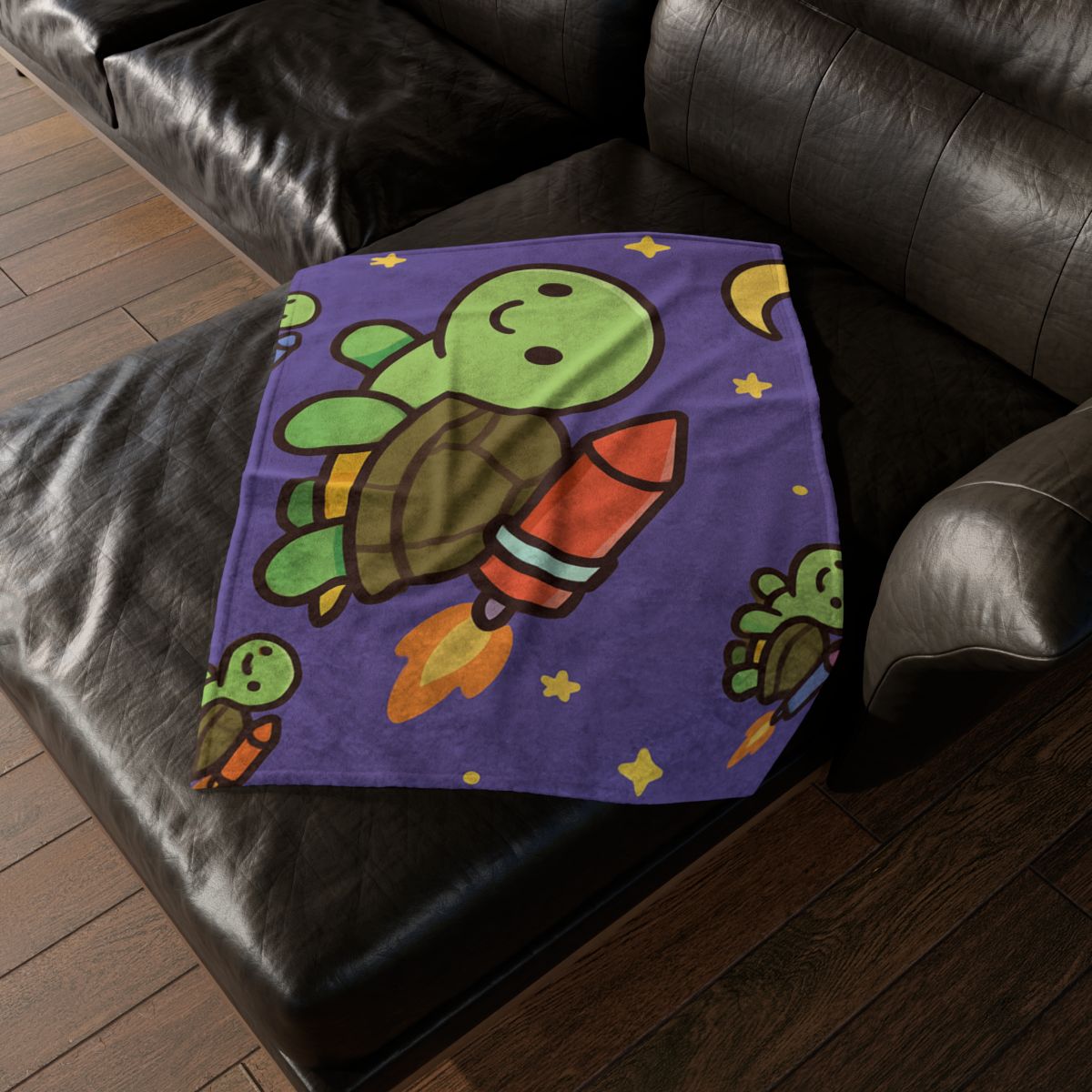 Rocket Powered Turtle Parade soft fleece blankets