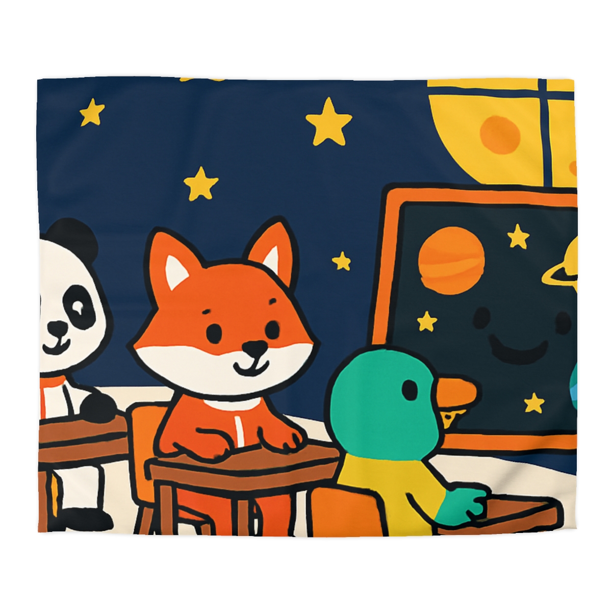 Space School For Curious Critters designer printed duvets