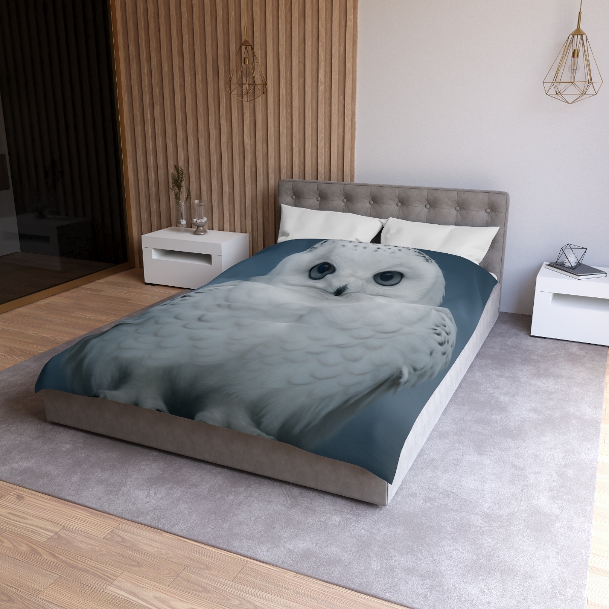 Midnight Watch Snowy Owl designer printed duvets