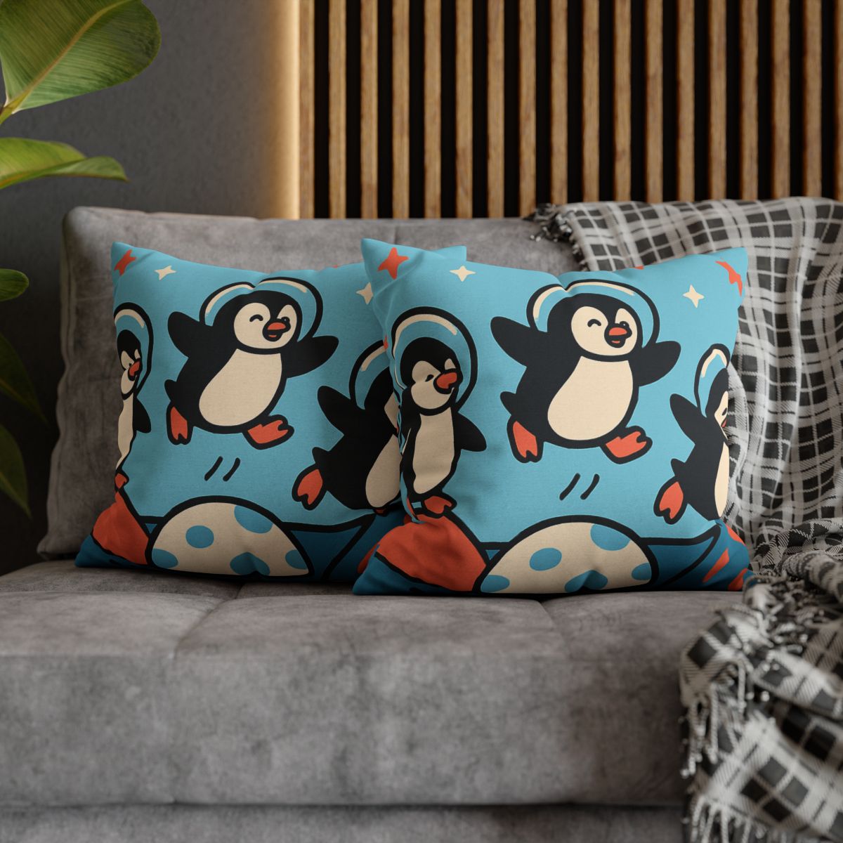 Planet Hopper Penguins trendy patterned pillow cases