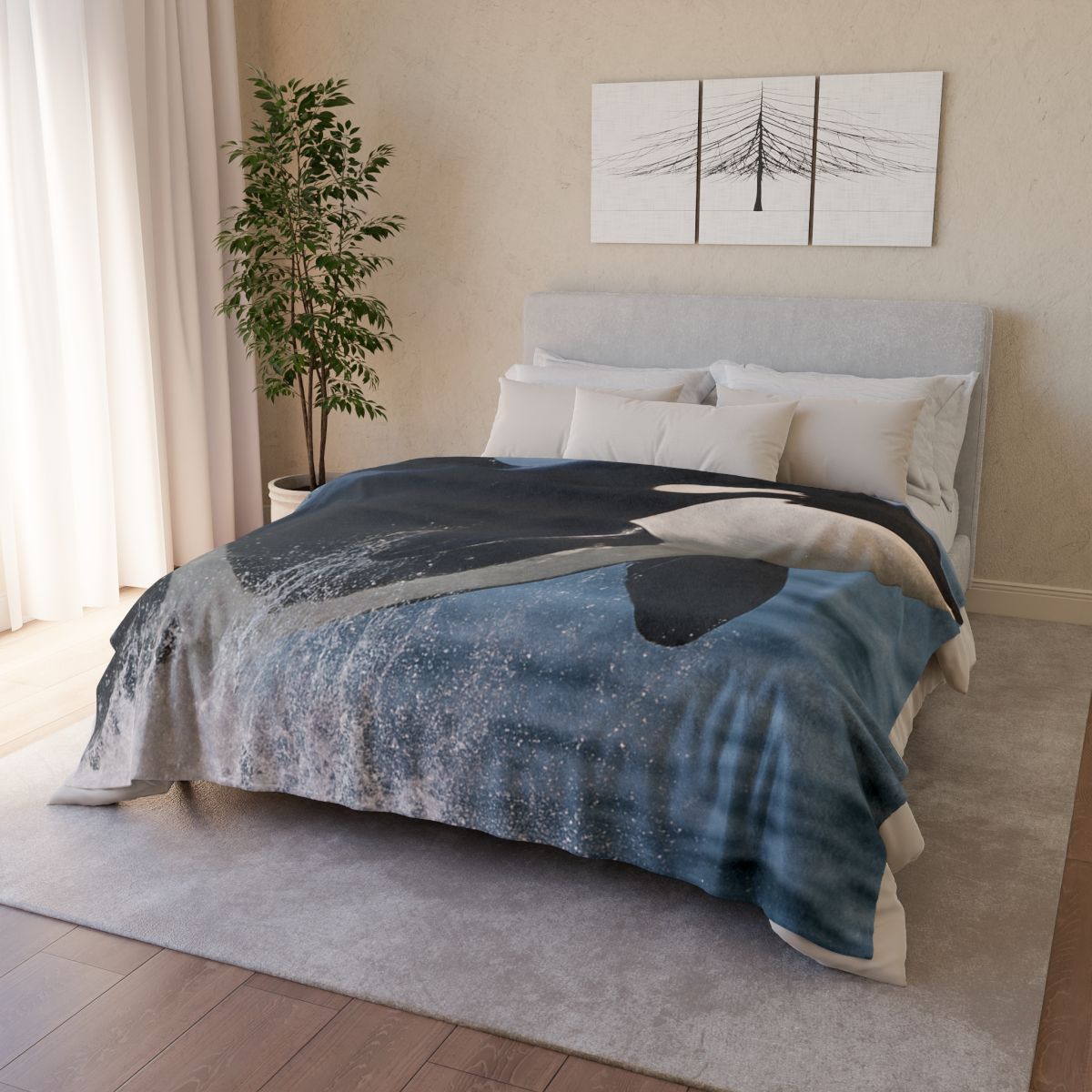 Tidal Monarch Orca soft fleece blankets