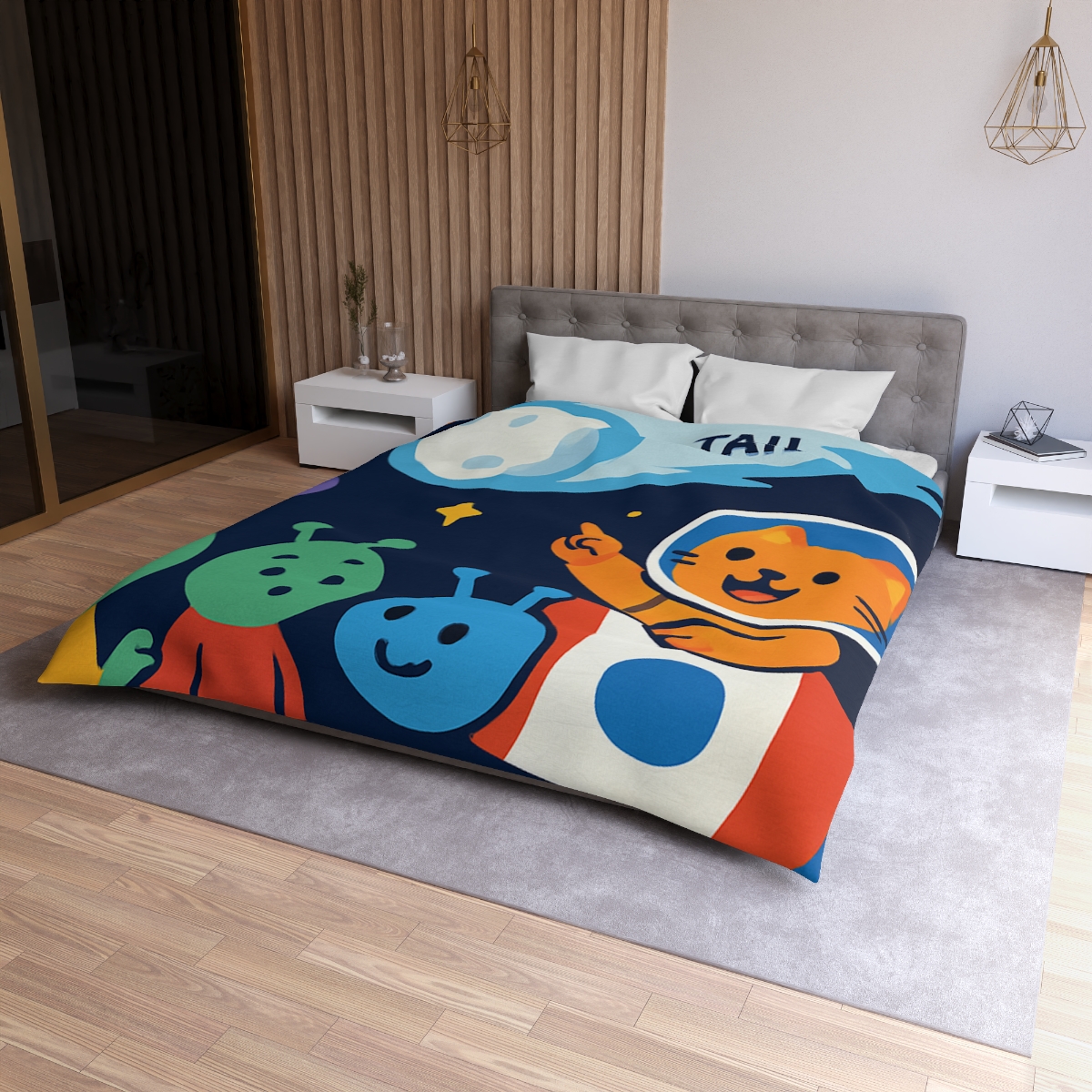 Comet Classroom With Captain Cat personalized bedding duvets