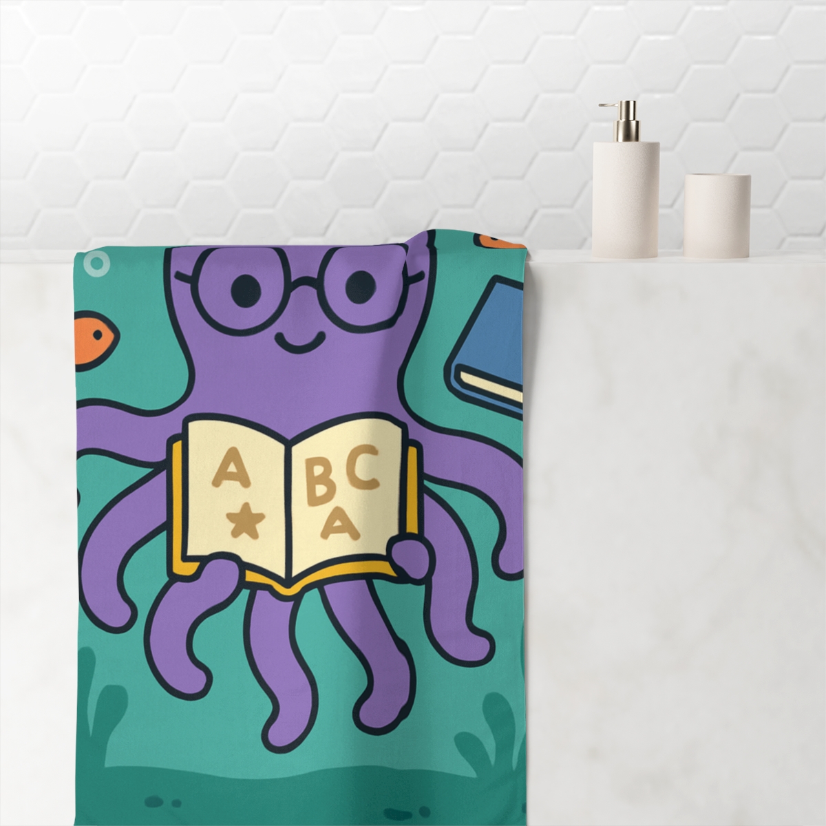 Nebula Library Octopus personalized bath towels