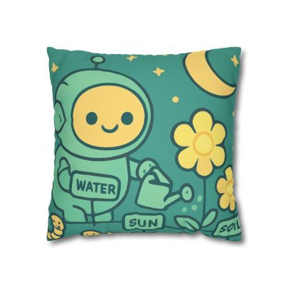 Robot Gardener And The Moonflower Patch soft cotton pillow cases