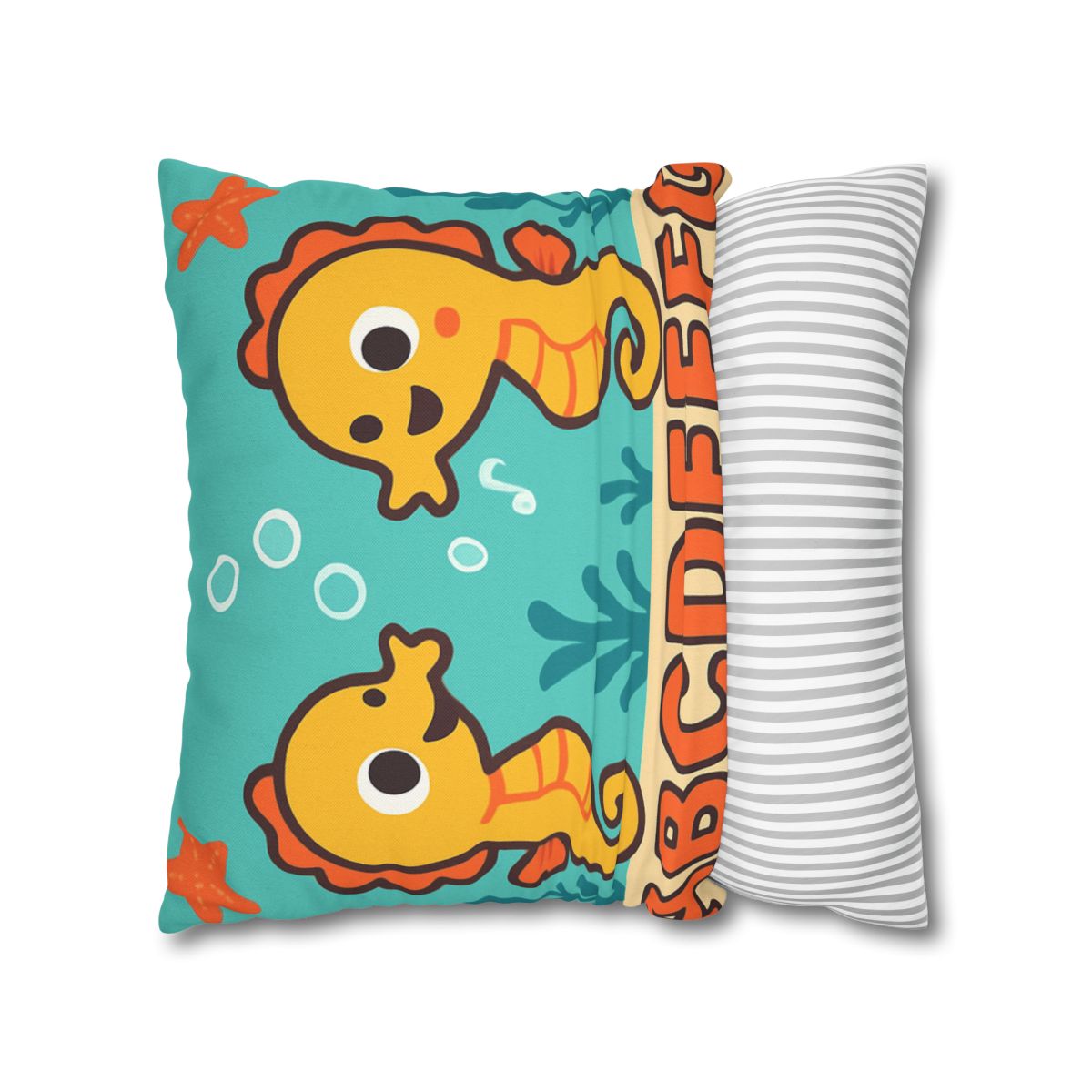 Underwater Alphabet Reef With Singing Seahorses personalized pillow covers