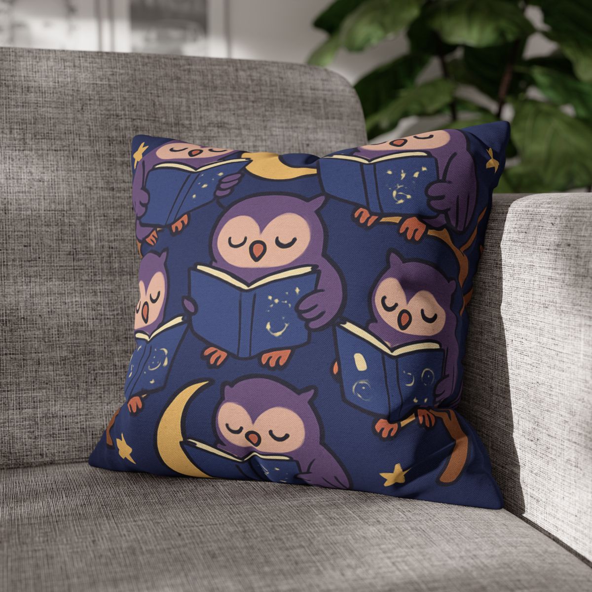 Moonlight Library Of Wise Owls comfortable bedding pillow covers