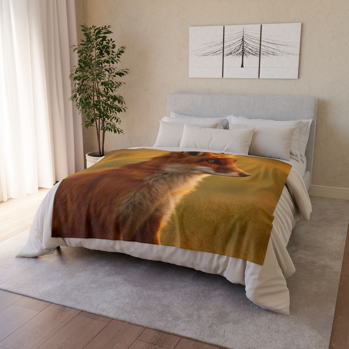 Crimson Whisper Red Fox personalized cozy blankets