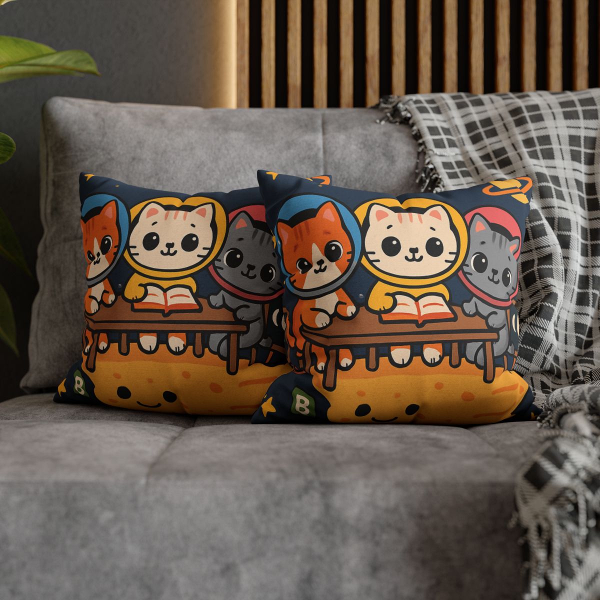 Comet Classroom With Curious Kittens custom pillow cases