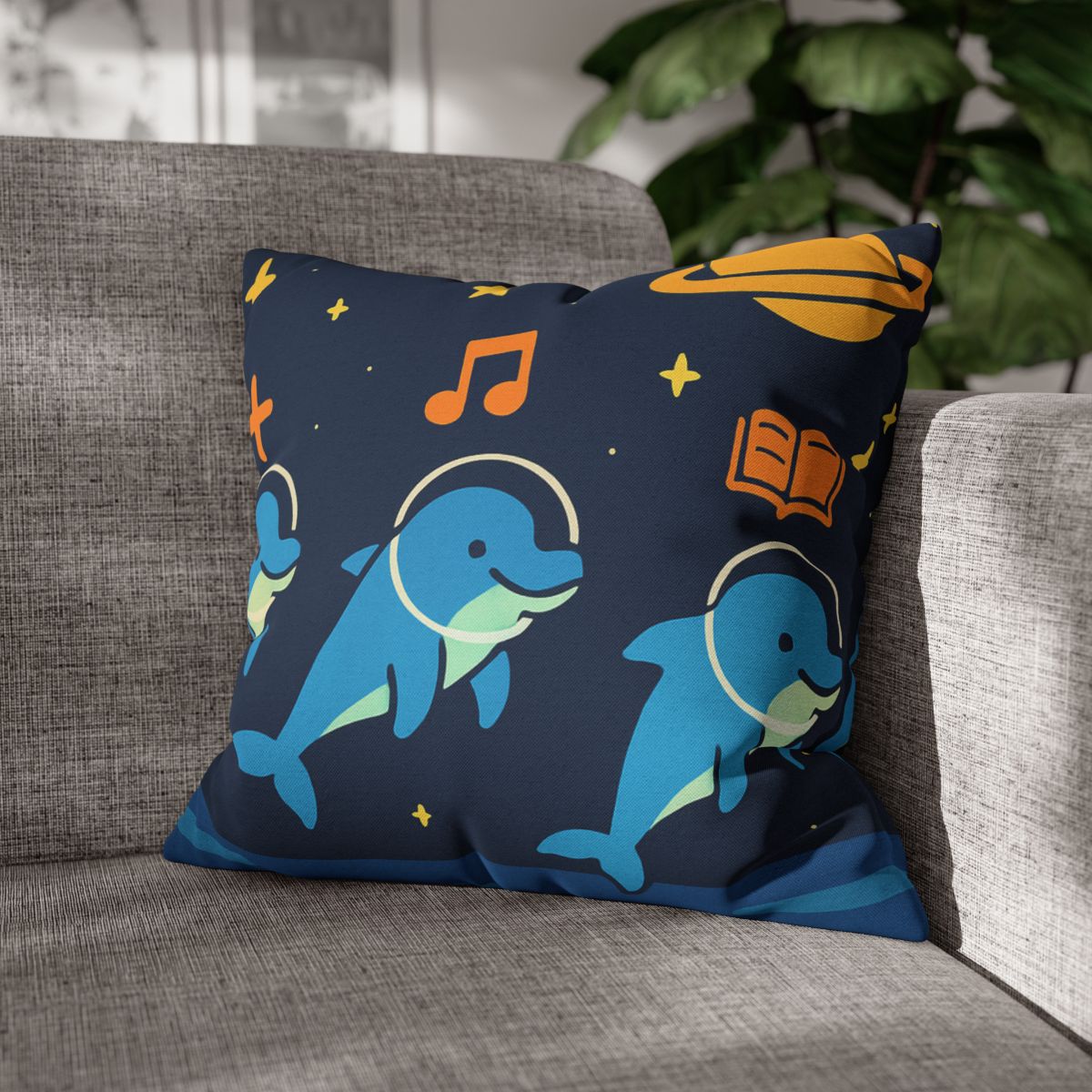 Space School Of The Ocean Dolphins designer print pillow cases