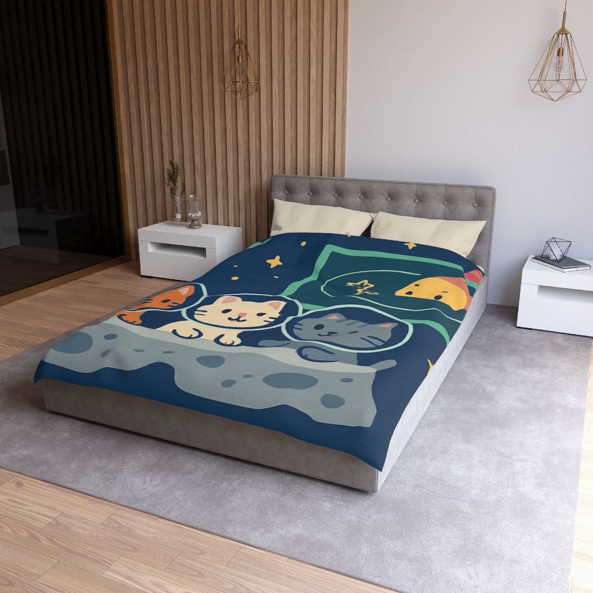 Comet Classroom For Curious Kittens designer printed duvets