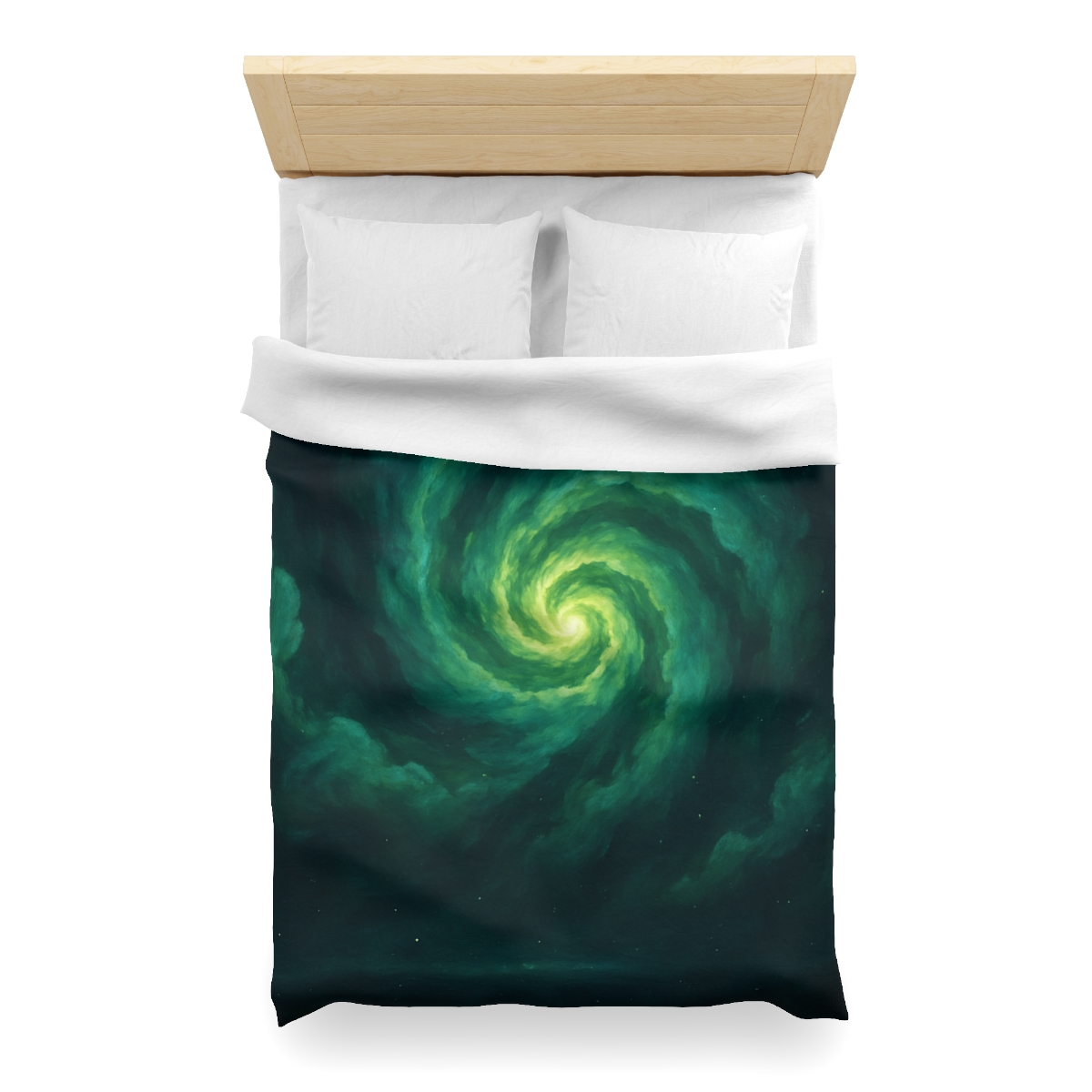 Verdant Nebula Swirl designer printed duvets