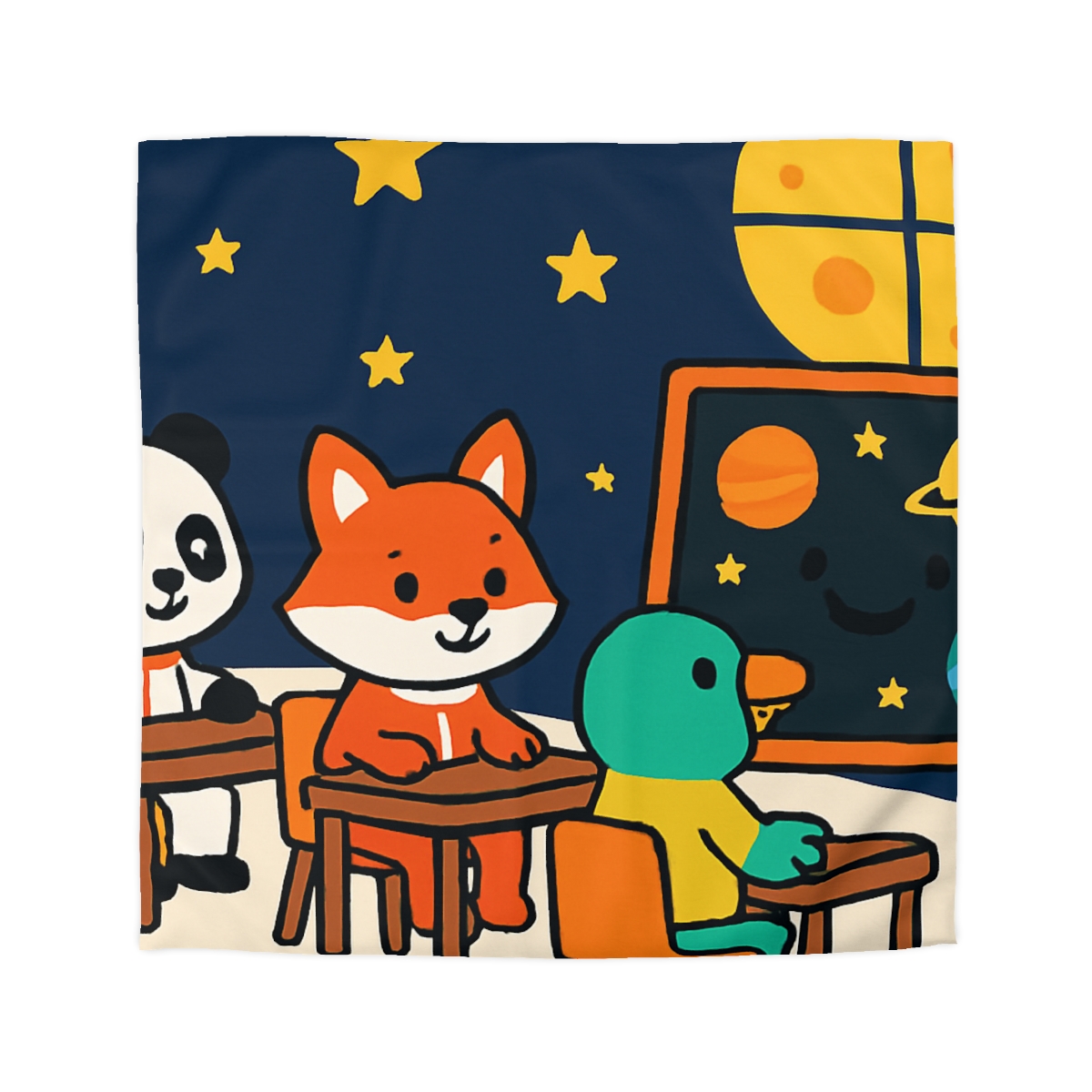 Space School For Curious Critters designer printed duvets