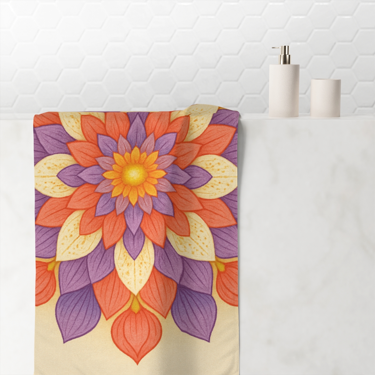 Petal Prism Mandala personalized bath towels