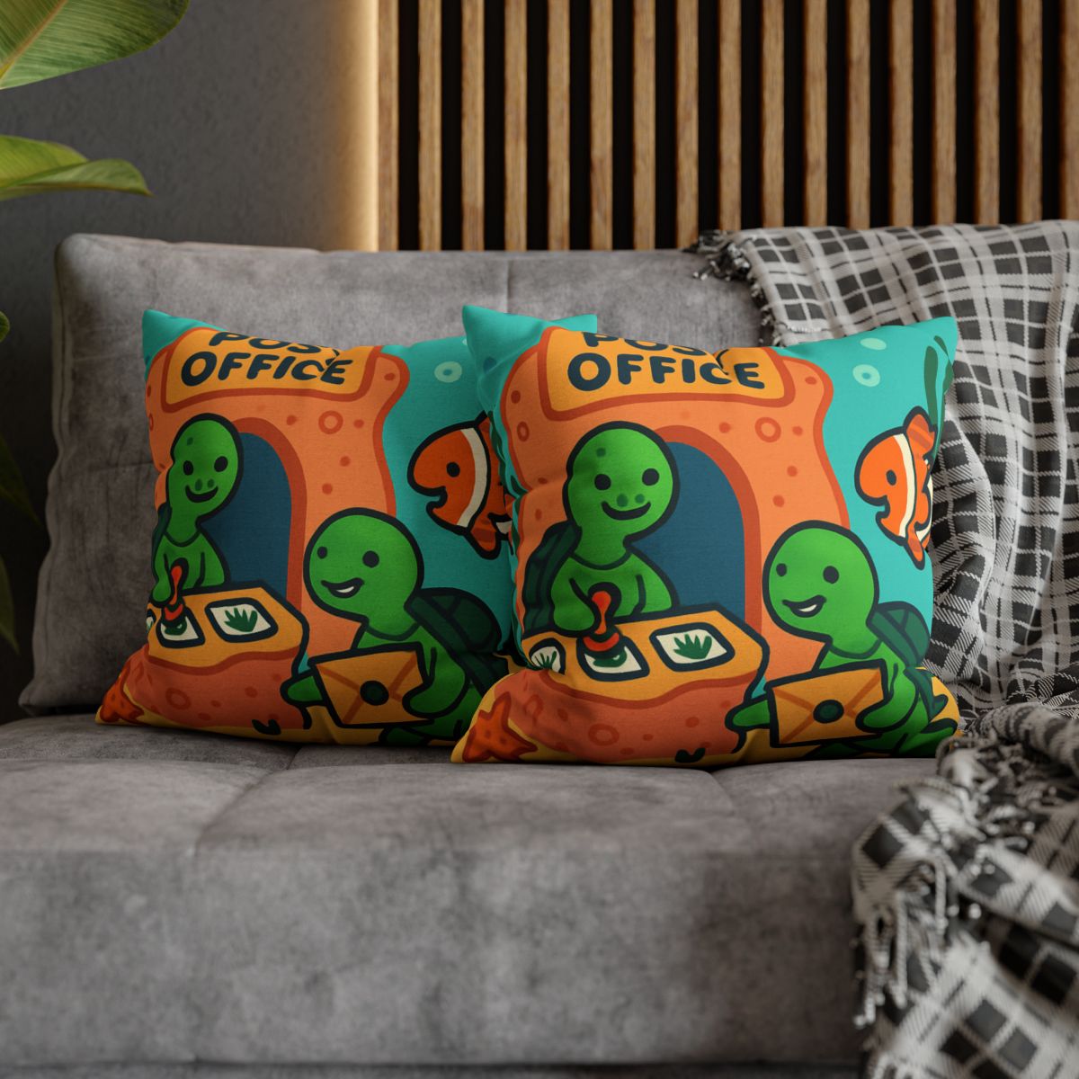 Coral Reef Post Office Run By Sea Turtles soft cotton pillow cases