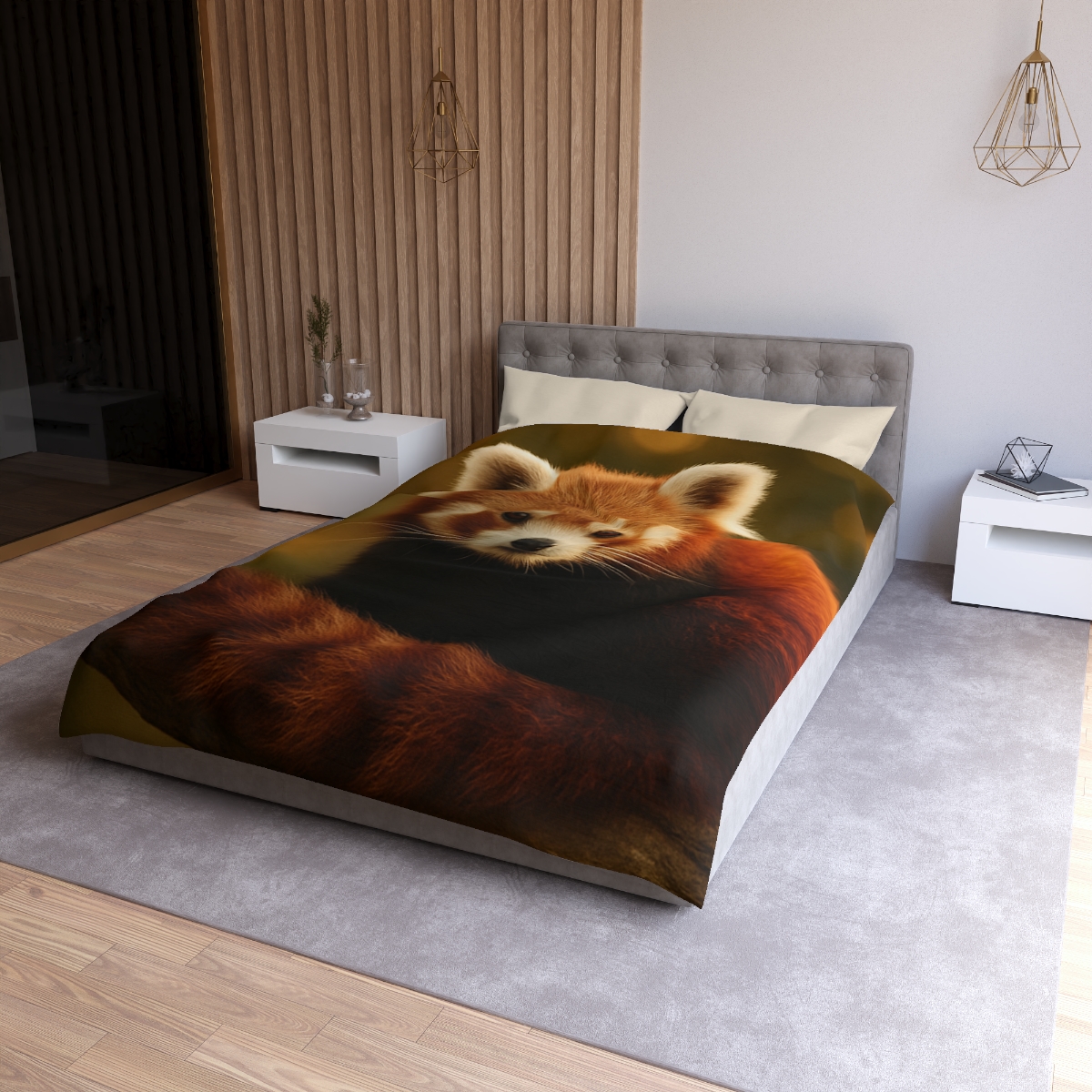 Crimson Whisper Red Panda personalized bedding duvets
