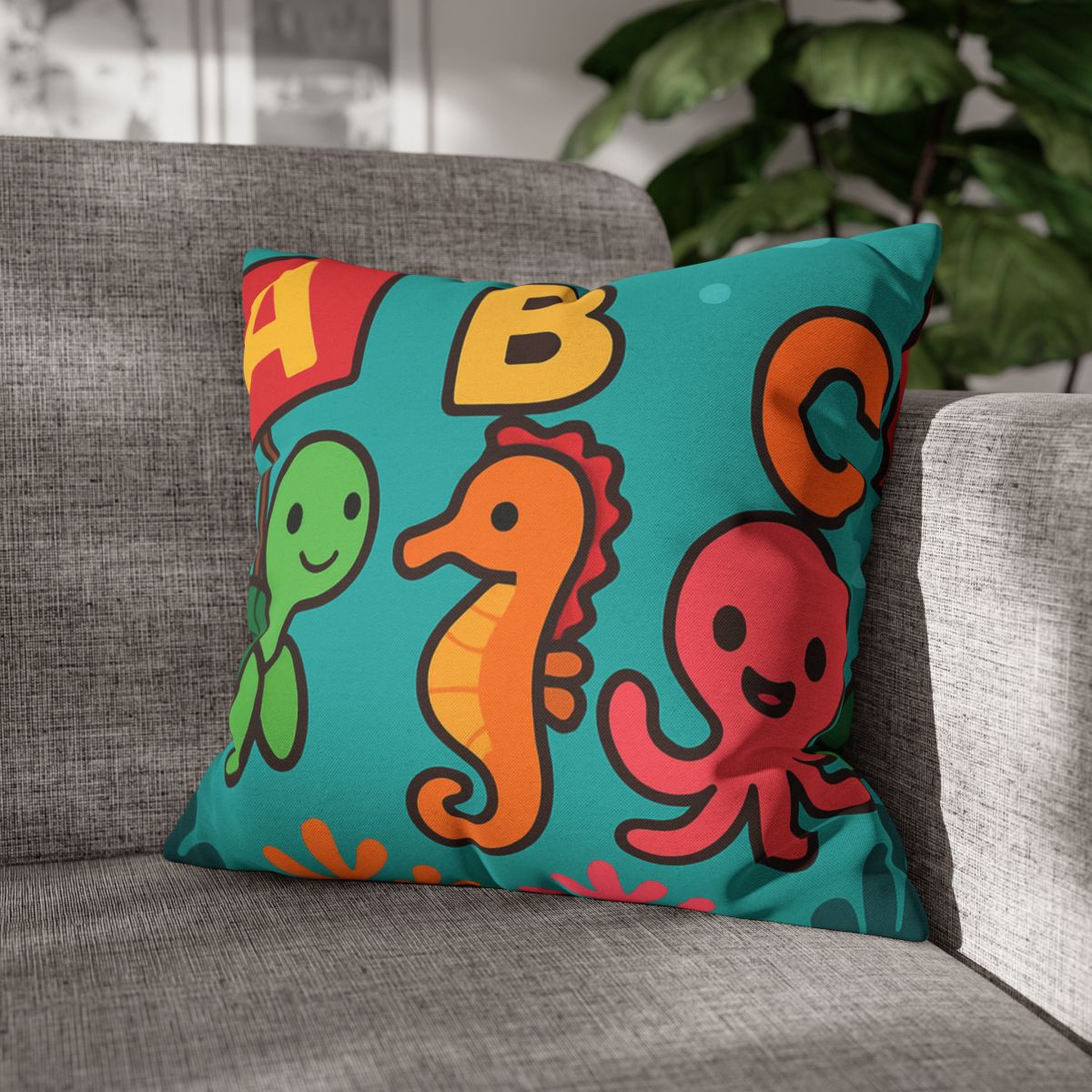 Coral Reef Alphabet Parade soft cotton pillow cases
