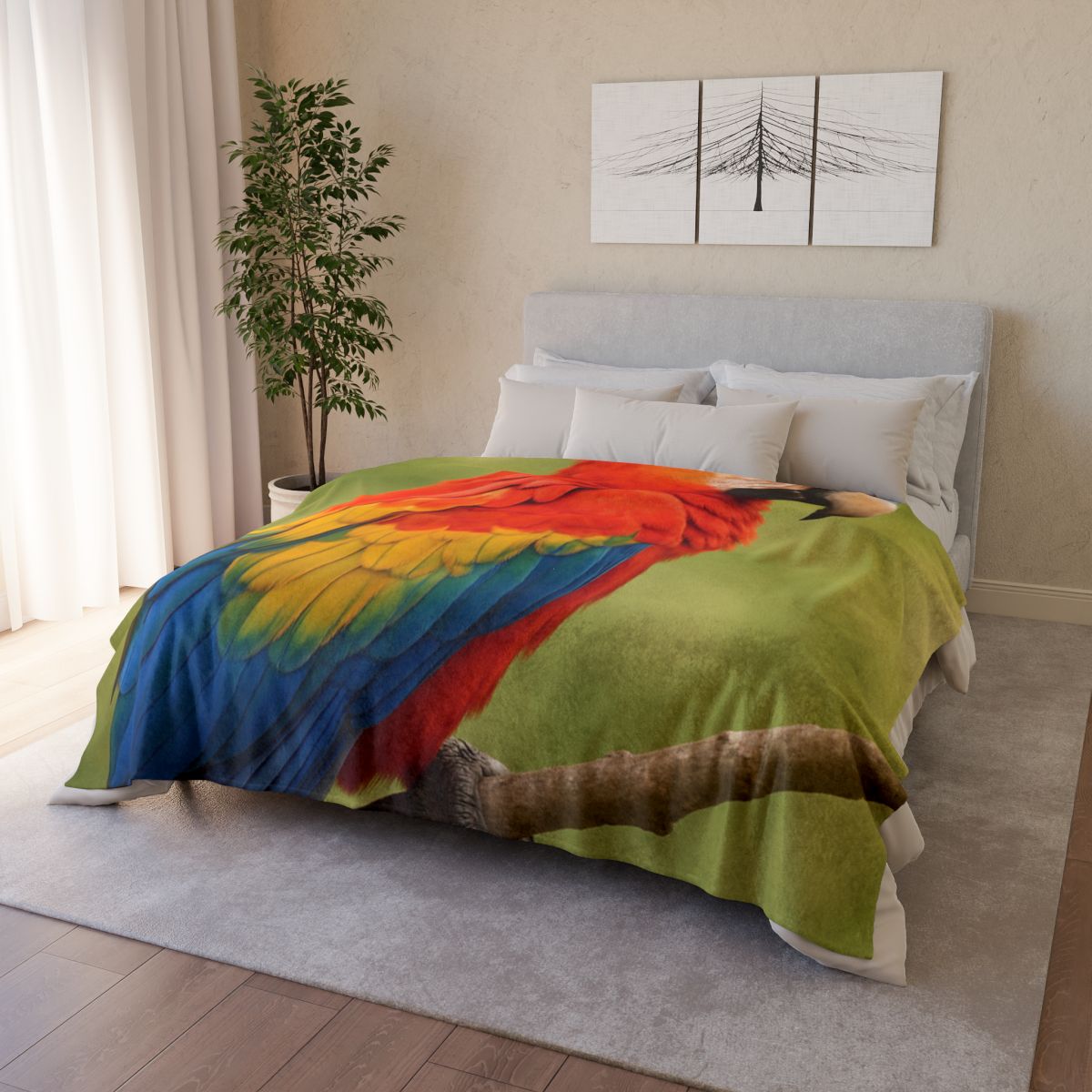 Crimson Cascade Scarlet Macaw unique gift blanketscustom blankets