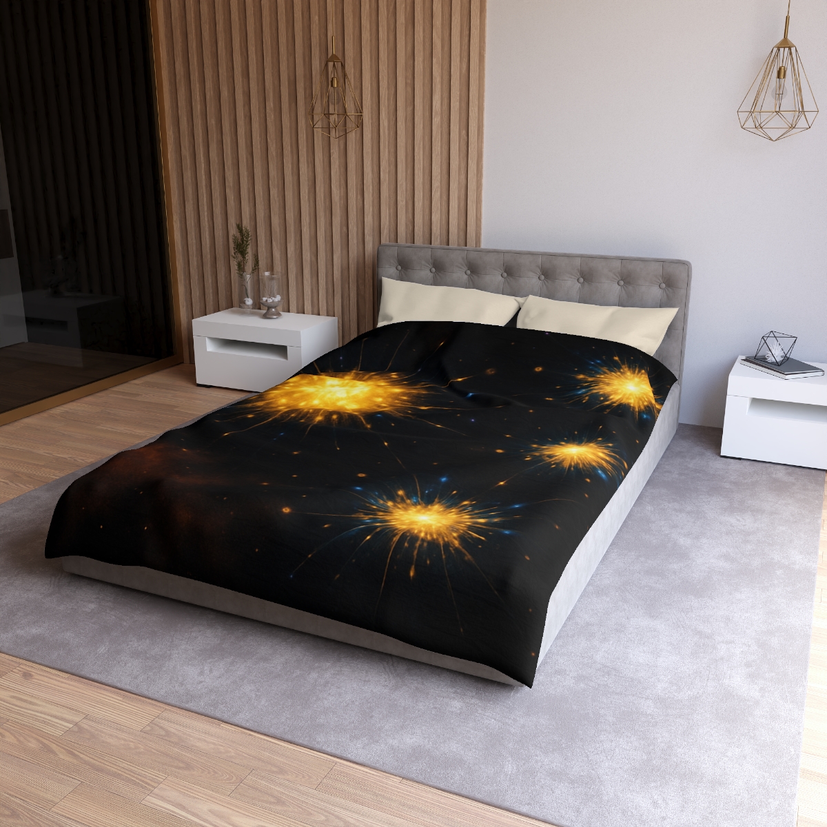 Photon Burst Constellation designer printed duvets