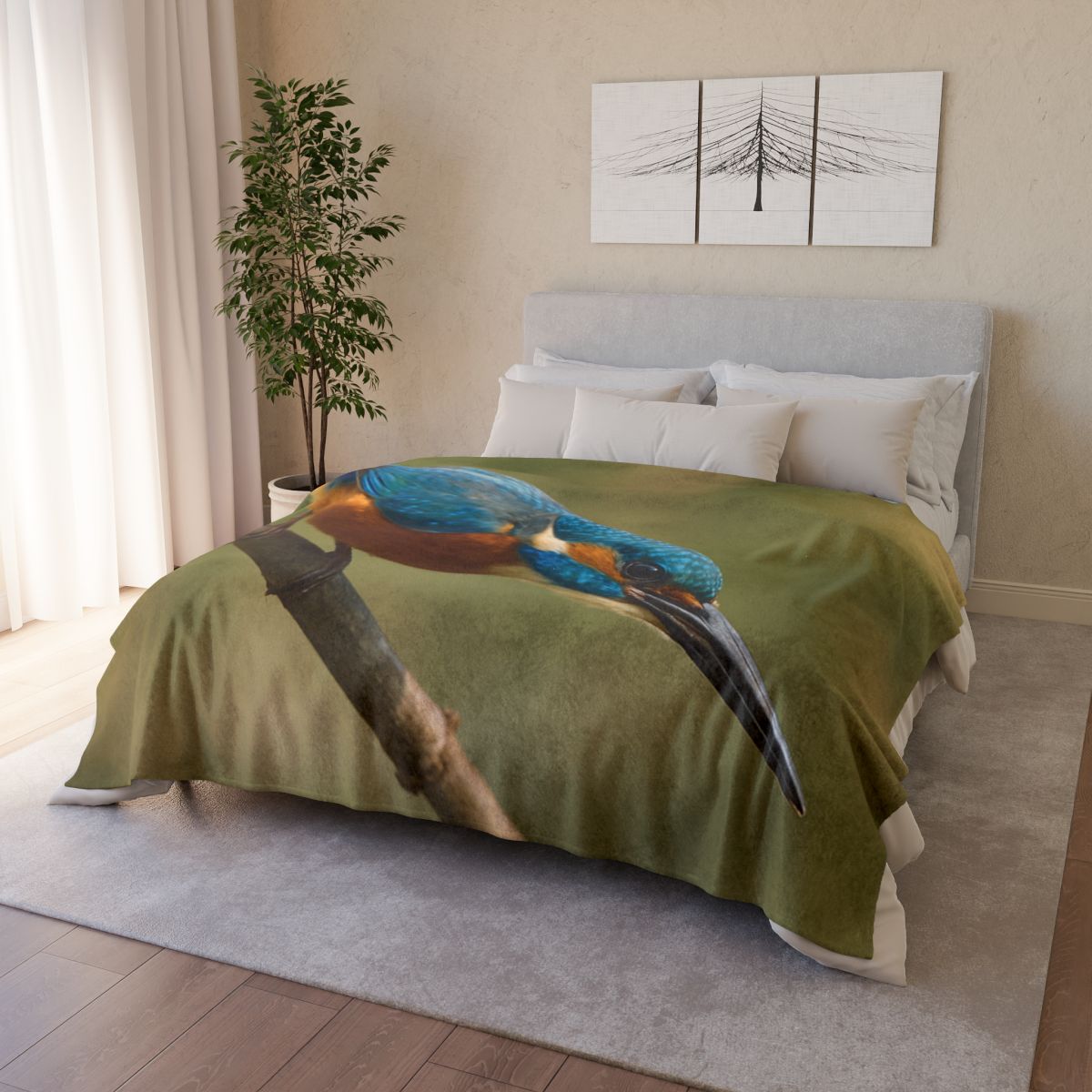 Kingfisher Sapphire Dive soft fleece blankets