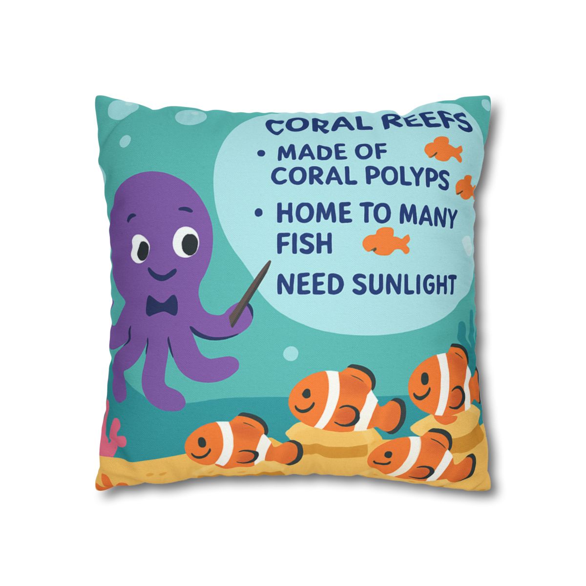 Coral Classroom With Professor Octopus stylish decorative pillowcases