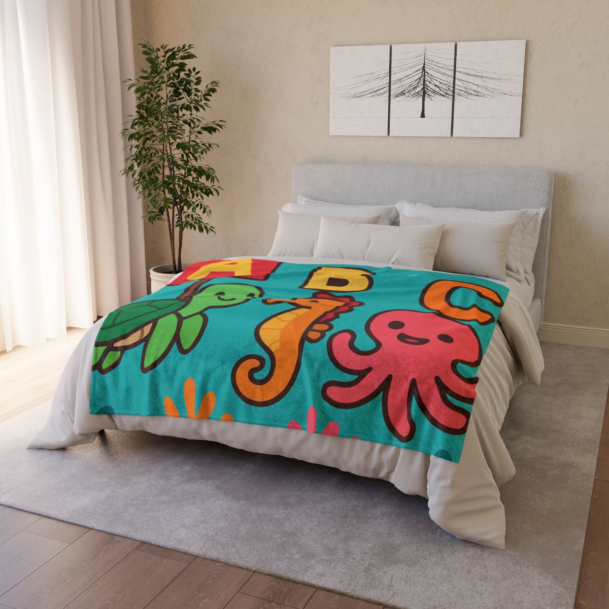 Coral Reef Alphabet Parade soft fleece blankets