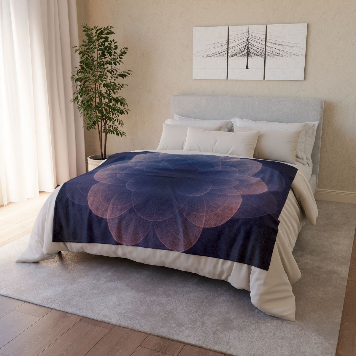 Petal Halo Interference soft fleece blankets