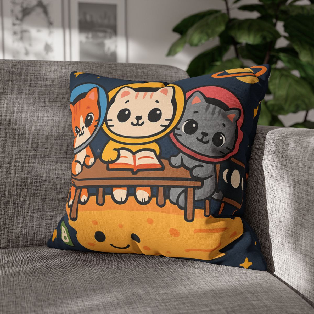 Comet Classroom With Curious Kittens custom pillow cases