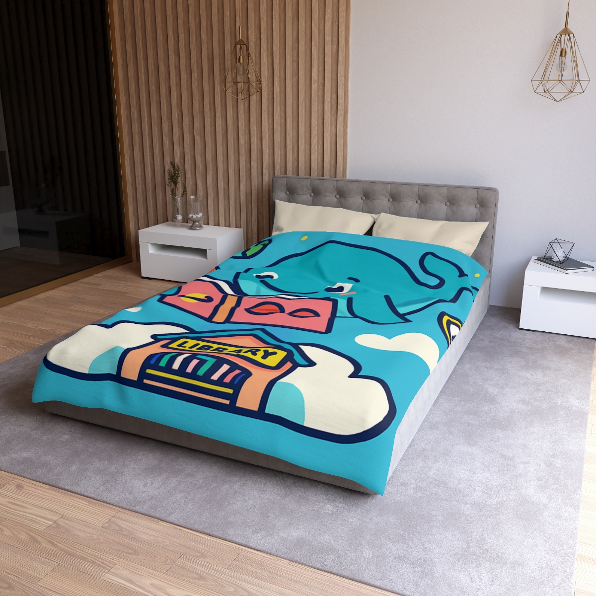 Nebula Library Sky Whale Reading Time unique patterned duvets