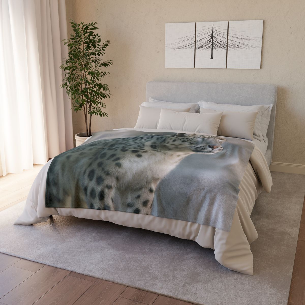 Cliff Phantom Snow Leopard designer printed blankets