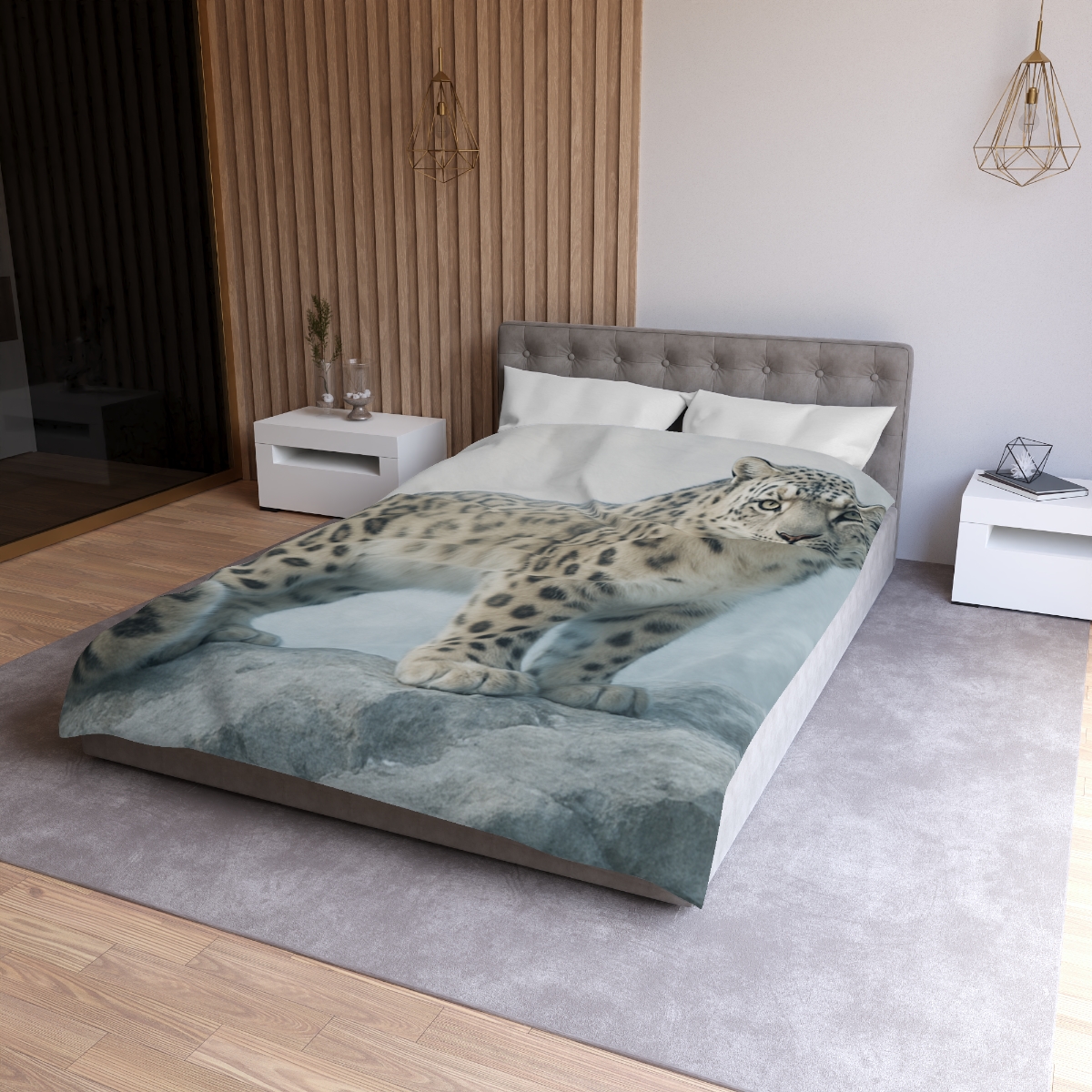 Frost Summit Snow Leopard personalized bedding duvets