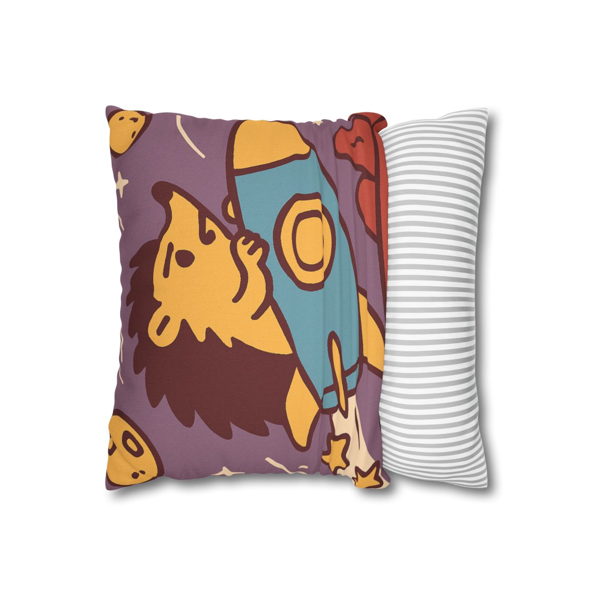 Rocket-Riding Hedgehog designer print pillow cases