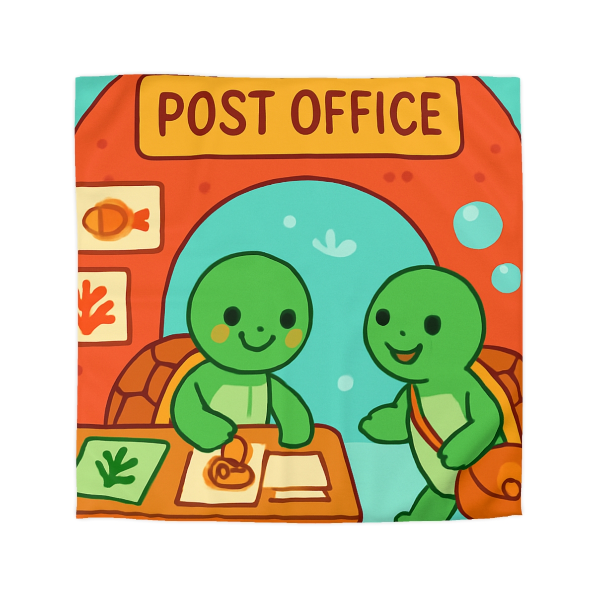 Coral Reef Post Office Run By Sea Turtles unique patterned duvets