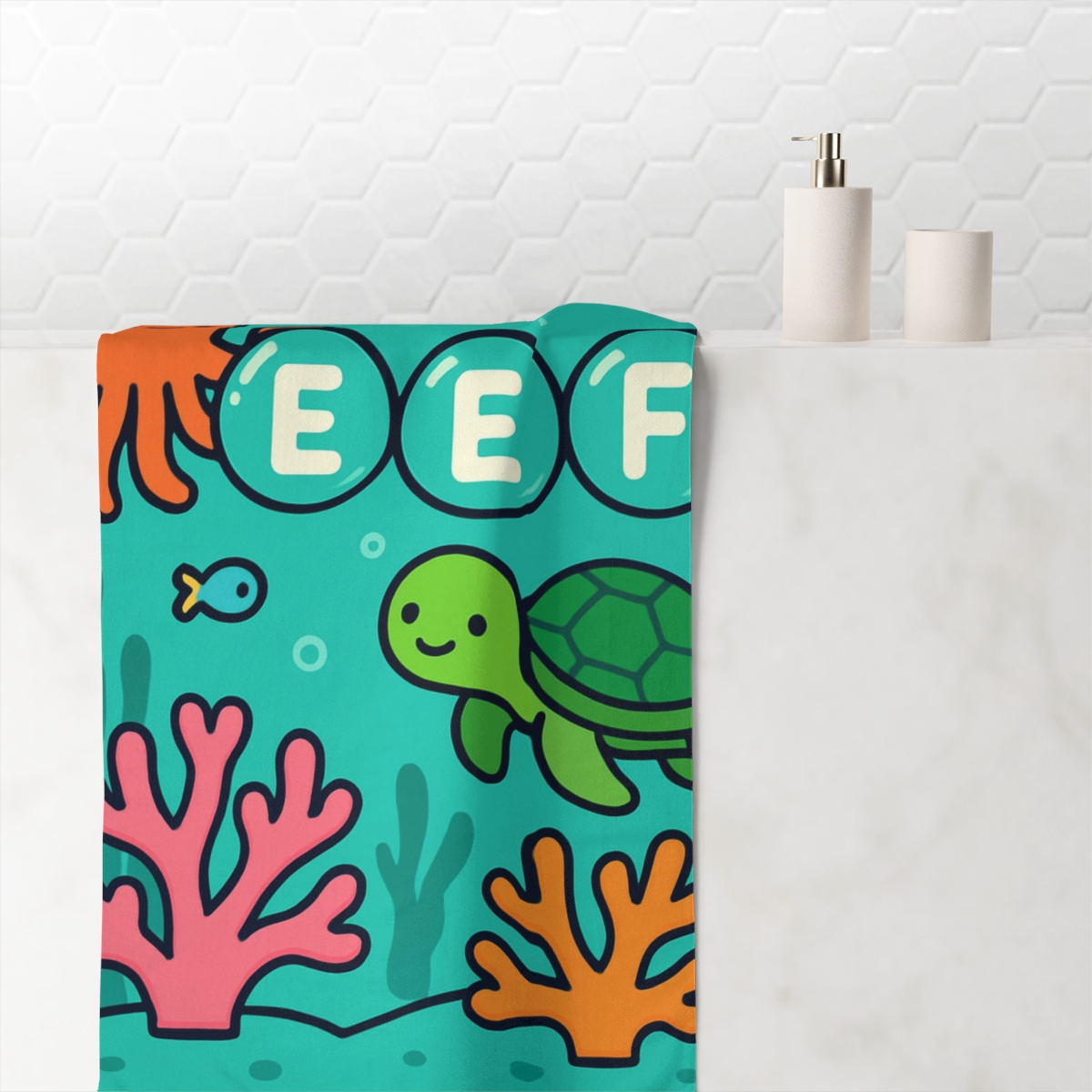 Coral Reef Alphabet Rescue stylish beach towels