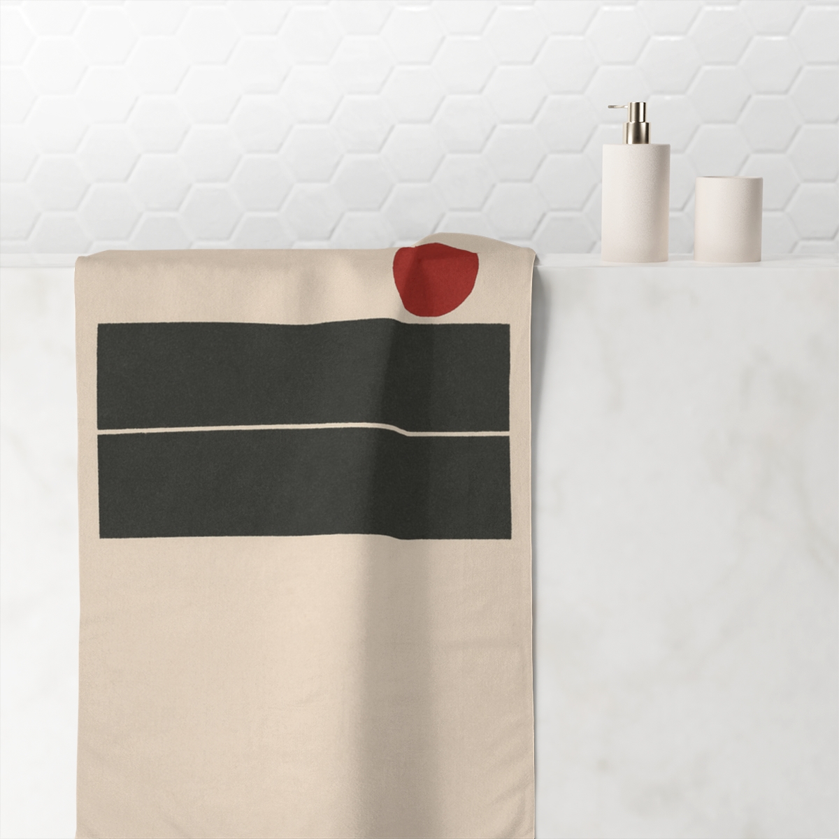 Split Rectangle With Offset Circle custom towels