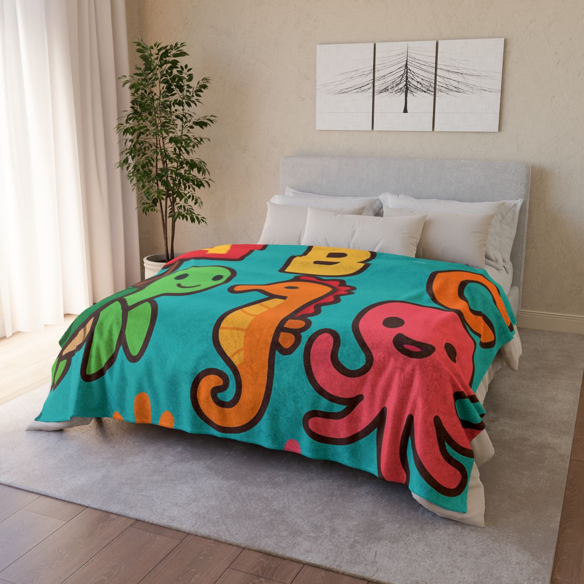 Coral Reef Alphabet Parade soft fleece blankets