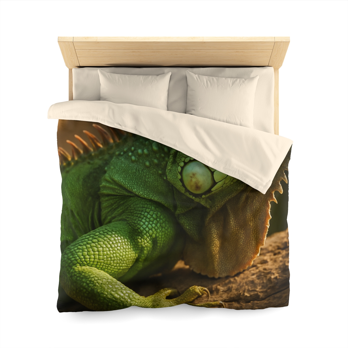 Sunlit Perch Green Iguana custom duvets