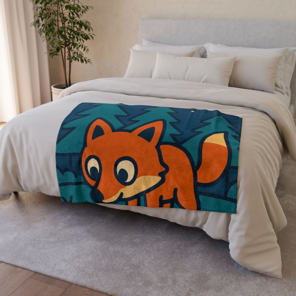 Starlight Forest Fox personalized cozy blankets