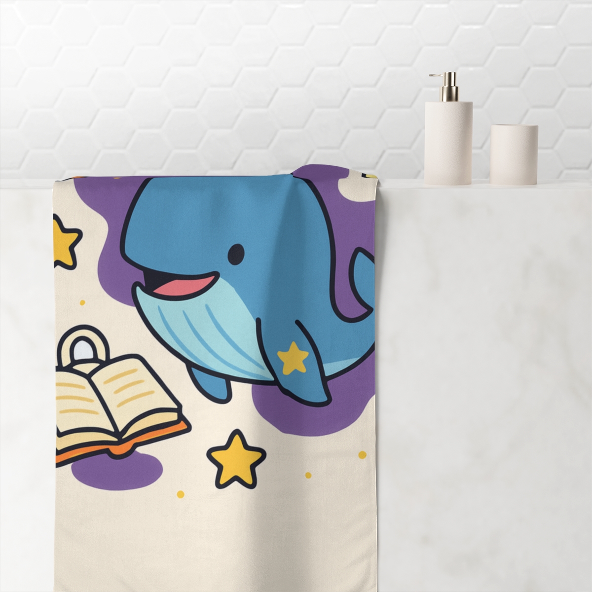 Nebula Library Whale soft cotton towels
